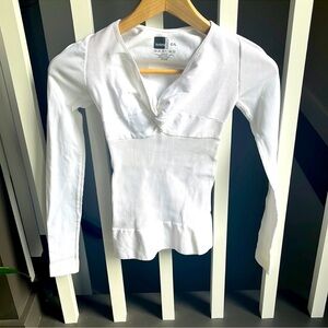 Kookai Crisp White Long Sleeve compression Top